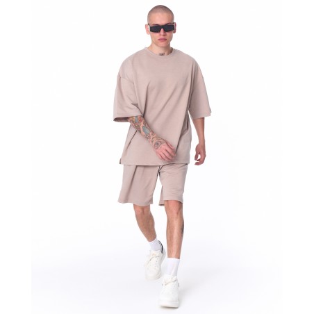 Übergroßer Shorts-Anzug aus leichtem Stoff für Herren Beige | Martin Valen