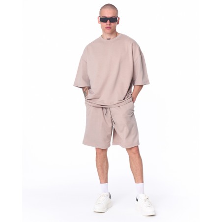 Übergroßer Shorts-Anzug aus leichtem Stoff für Herren Beige | Martin Valen