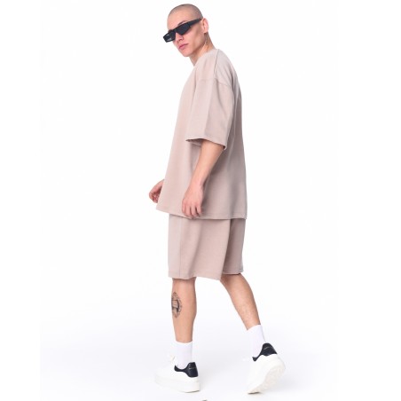 Übergroßer Shorts-Anzug aus leichtem Stoff für Herren Beige | Martin Valen