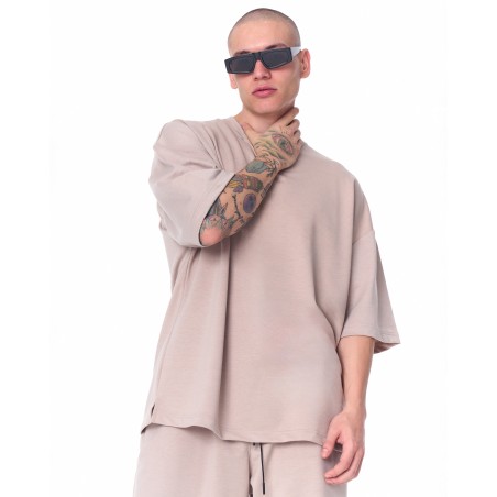 Übergroßer Shorts-Anzug aus leichtem Stoff für Herren Beige | Martin Valen