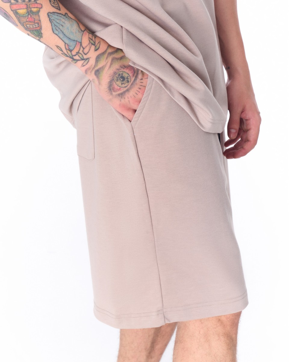 Übergroßer Shorts-Anzug aus leichtem Stoff für Herren Beige | Martin Valen