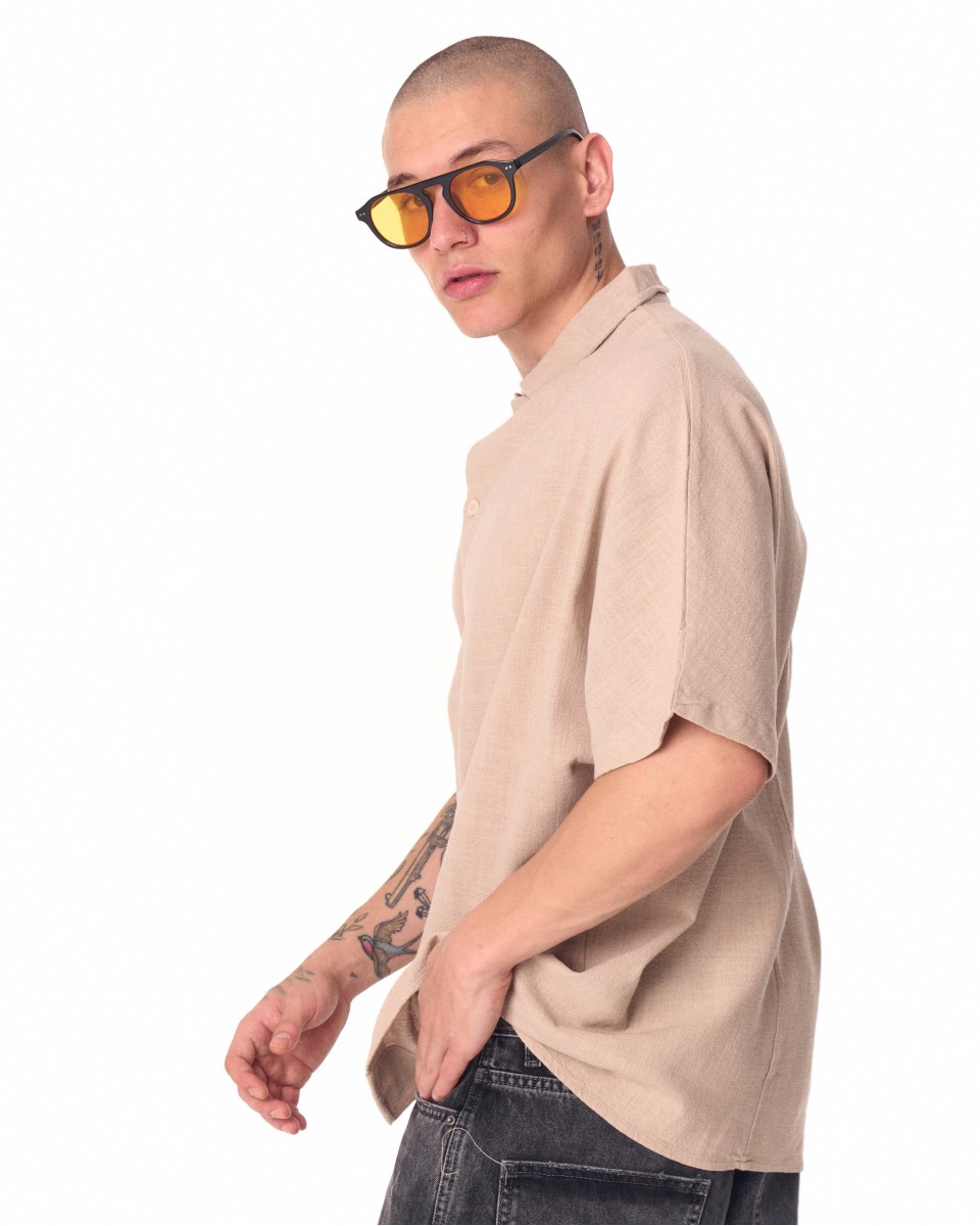 Herenhemd In Linnen Oversized Beige | Martin Valen