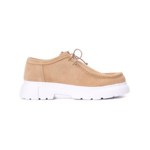 Mocassini Uomo Comfort con Suola Alta in Pelle Genuina Beige
