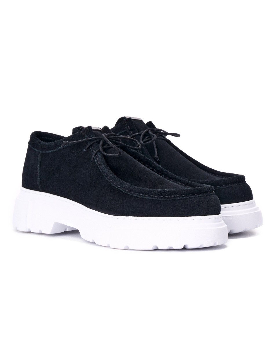 Mocassins Homme Confort à Semelle Haute en Cuir Véritable Noir 2