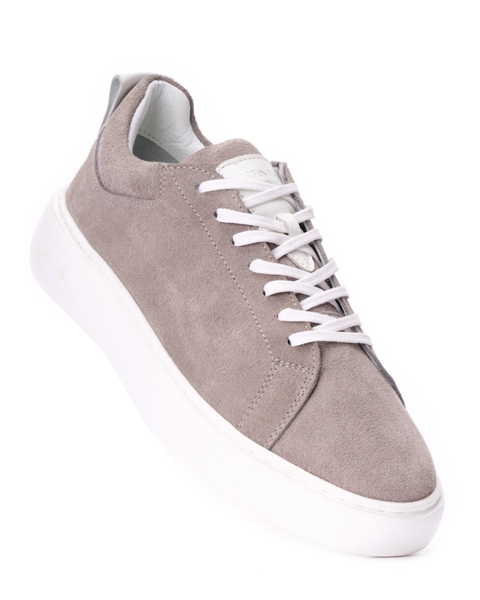 Moxie Zapatillas Casual de Cuero Genuino en Gris Humo para Hombres 2