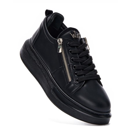 Sneakers Plataforma Designer Zip Basket Preto | Martin Valen