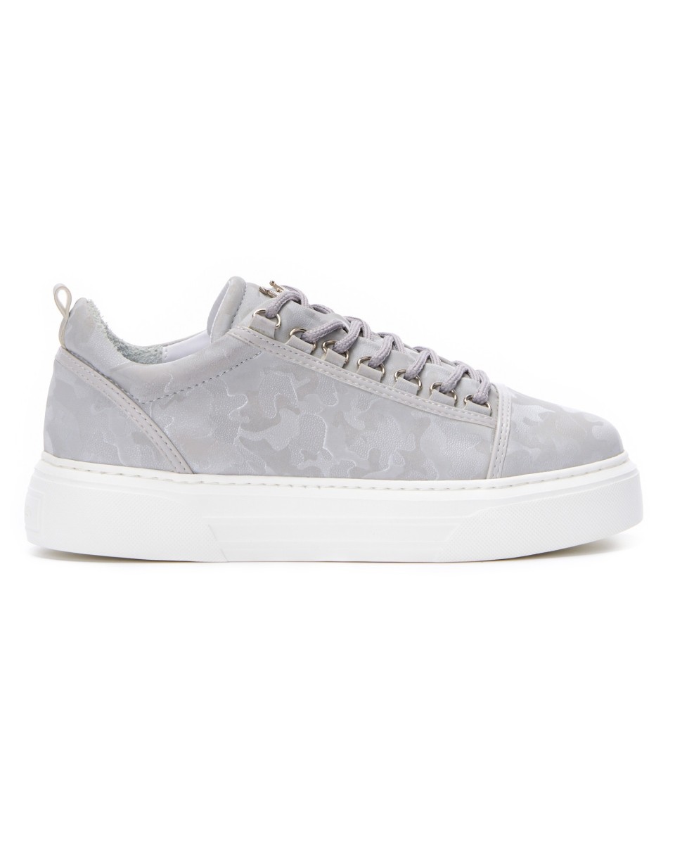 Baskets Basses Couronnées pour Hommes en Gris Camouflage | Martin Valen
