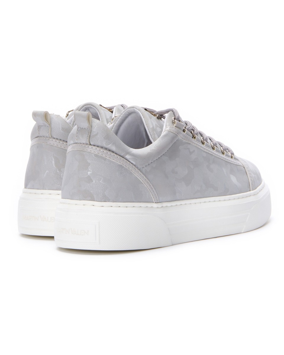Men's Low Top Sneakers Crowned Shoes Camo Gray | Martin Valen