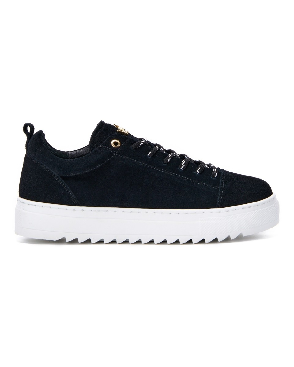 Herren Low Top Sneakers Lederschuhe in schwarz | Martin Valen