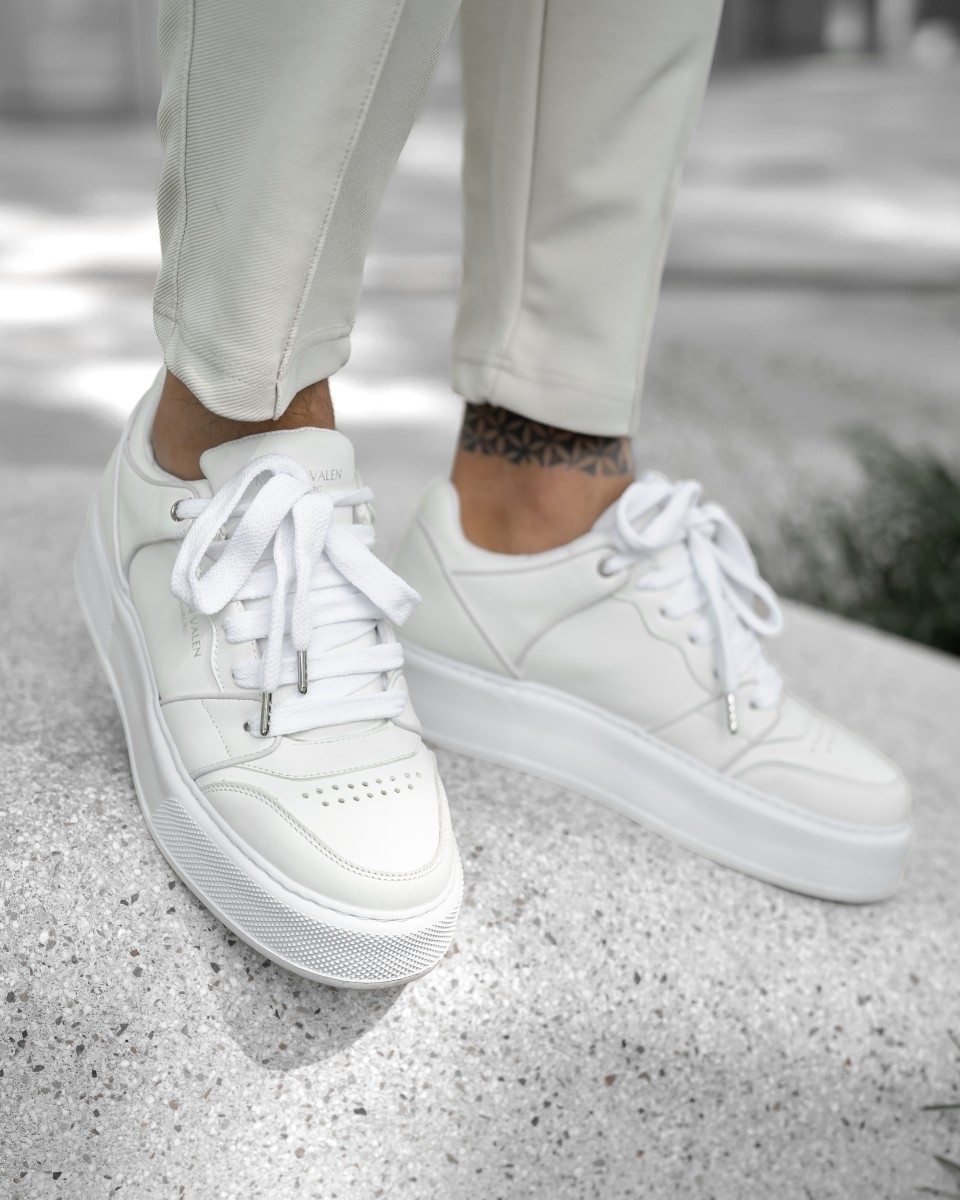 Heren Bicolor Hoge Sneakers in Wit | Martin Valen