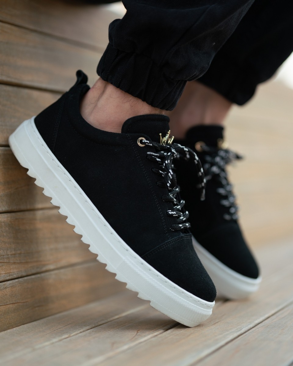 Baskets Basse Sneakers pour Hommes en Daim Noir | Martin Valen