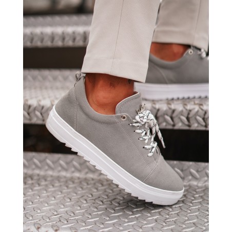 Herren Low Top Wildleder Sneakers Schuhe Grau | Martin Valen