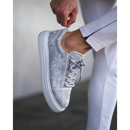 Men's Low Top Sneakers Crowned Shoes Camo Gray | Martin Valen