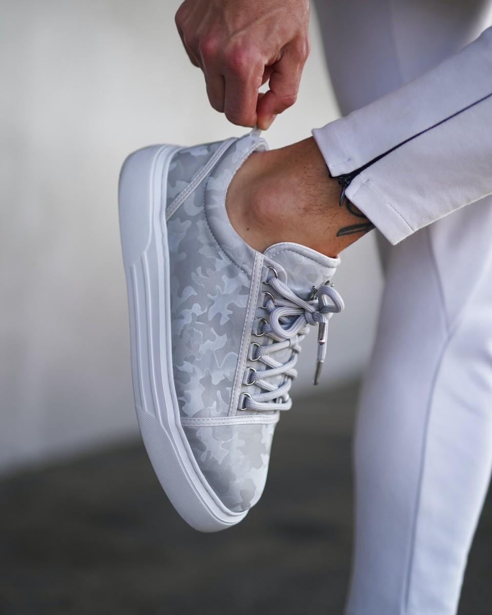 Men's Low Top Sneakers Crowned Shoes Camo Gray | Martin Valen