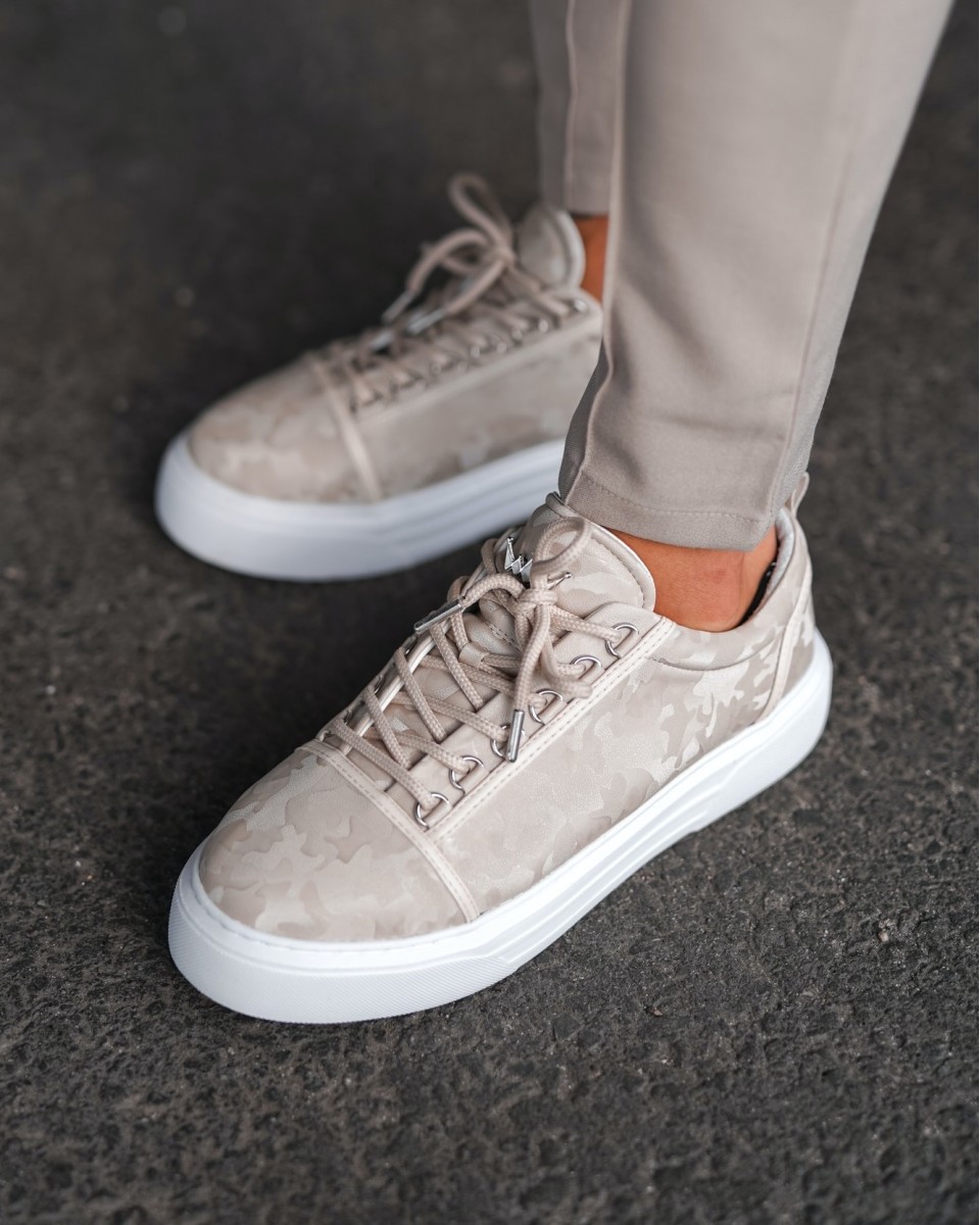 Zapatillas Bajas para Hombre Sneakers Corona Camuflaje Crema | Martin Valen
