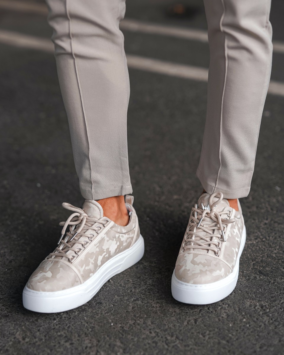 Zapatillas Bajas para Hombre Sneakers Corona Camuflaje Crema | Martin Valen