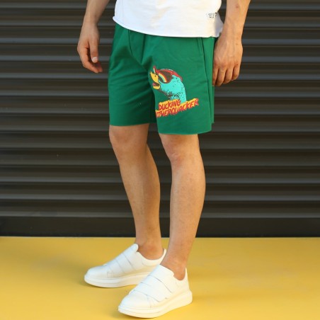 Men's Ducking Motherquackers Fleece Sport Shorts Green - 3
